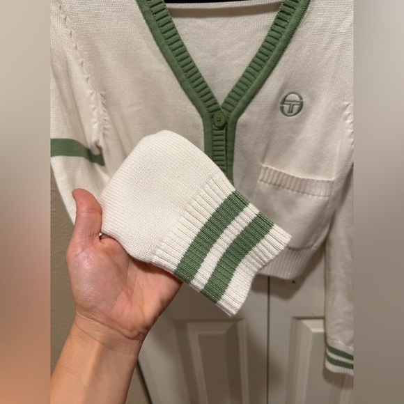 Sergio Tacchini Varsity-Style Lucia Knit Gardenia Luxury Cardigan , Small - Picture 4 of 11